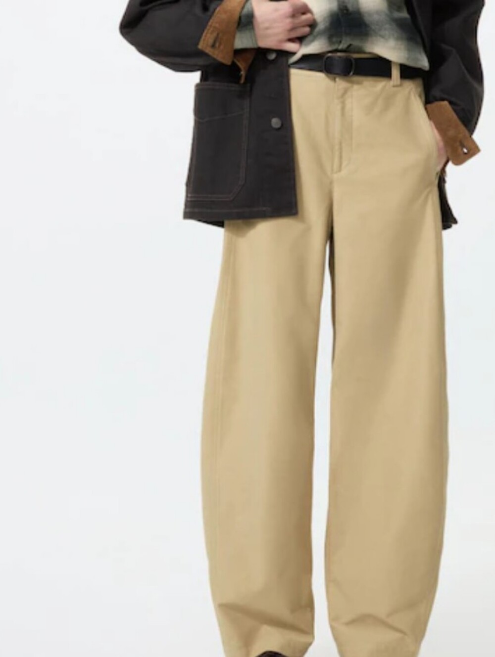 Uniqlo Wide-Leg Chino Barel Unisex Pants  Khaki Sz 32-34 Minimalist Career Smart